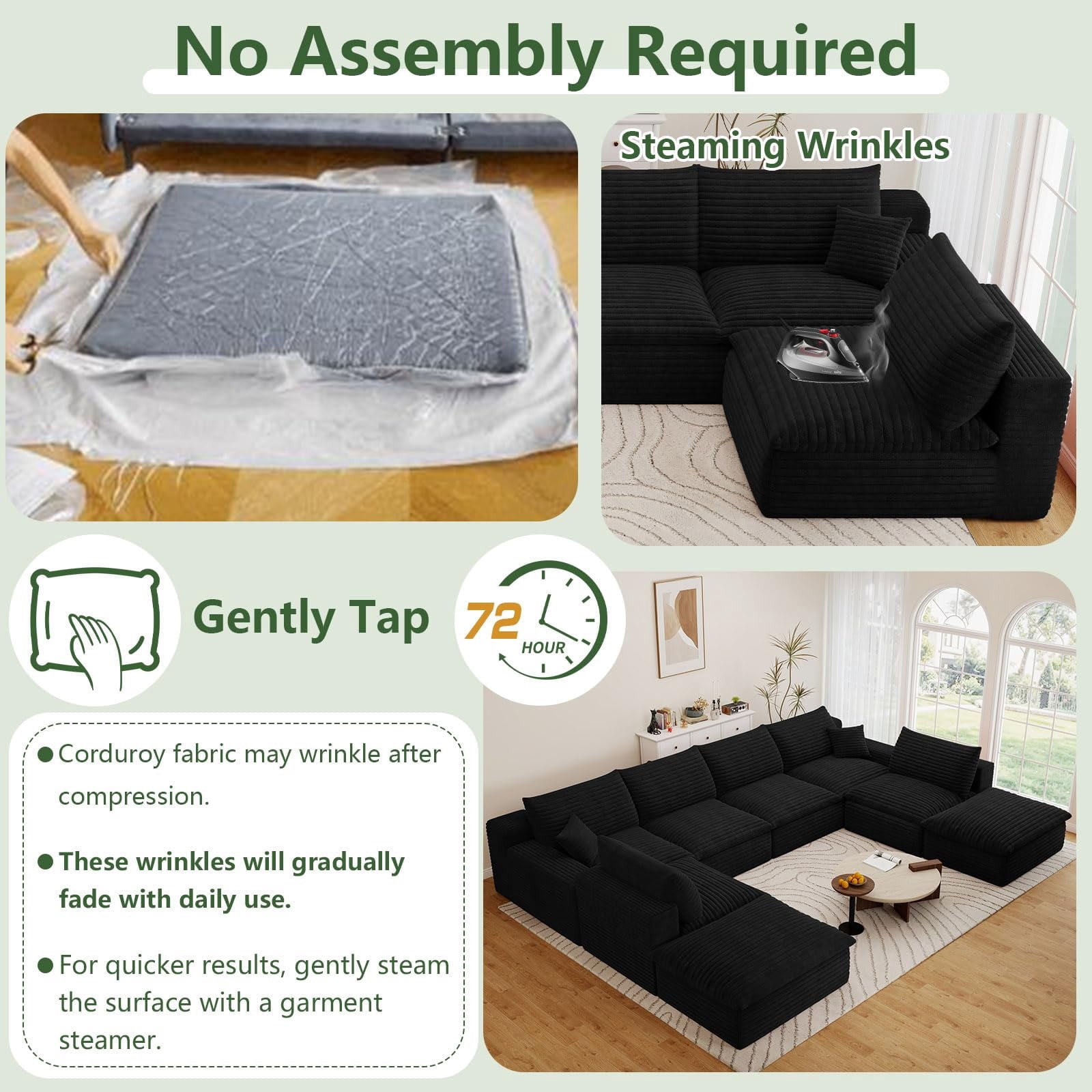 Blcak U-6 Seater+2 Ottoman W2824DIY126-ZZ