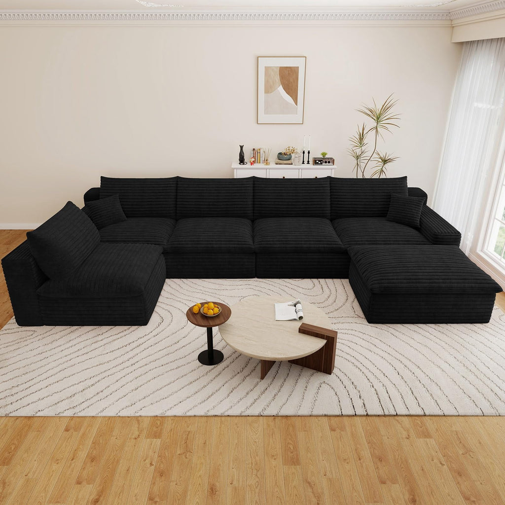 Blcak U-5 Seater+Ottoman W2824DIY119-ZZ