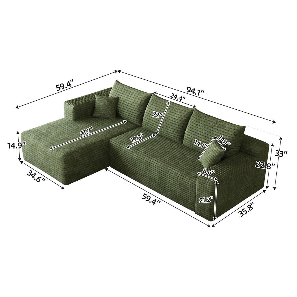 Green Left Facing Chaise W5571P500141-