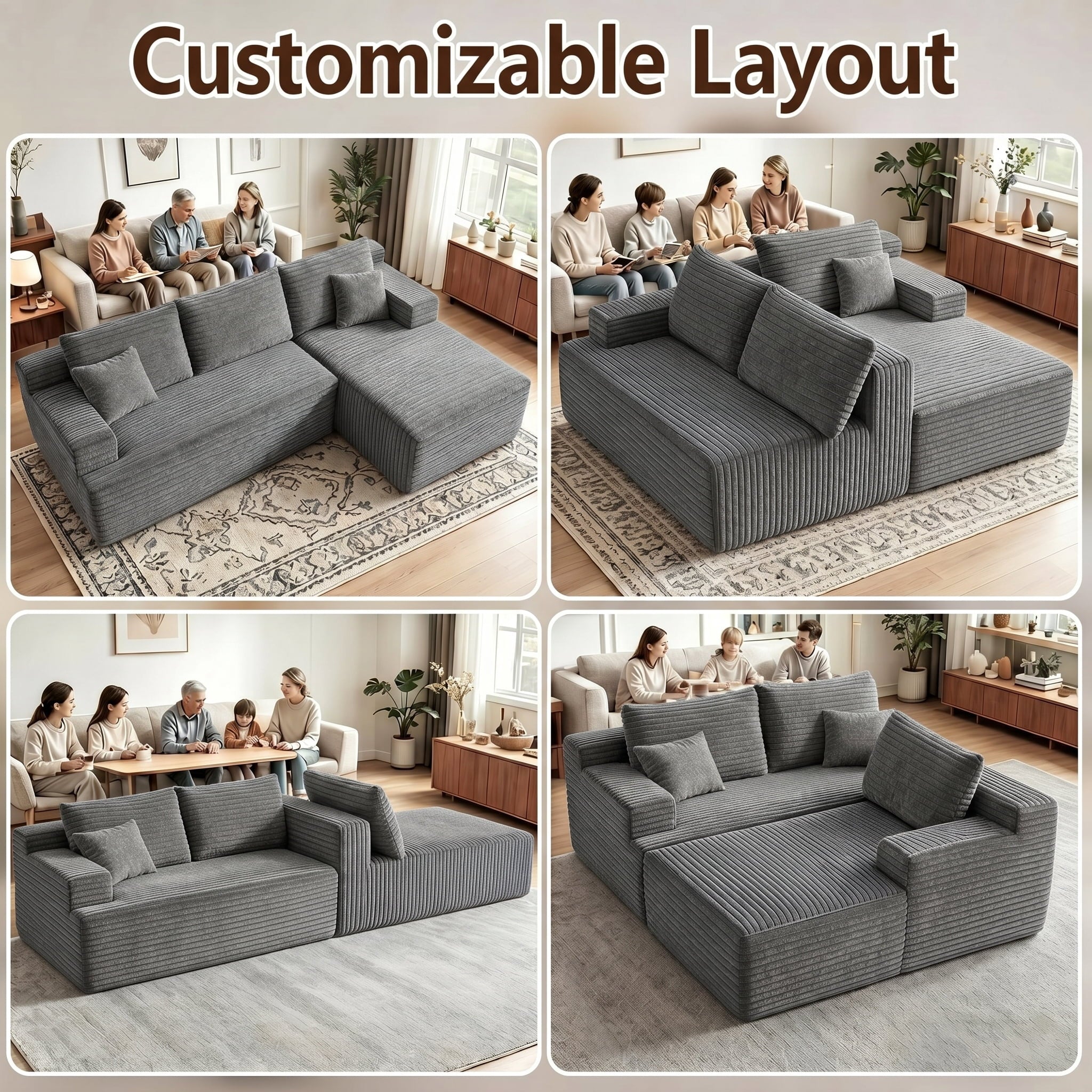 Grey Right Facing Chaise W5571P500146-