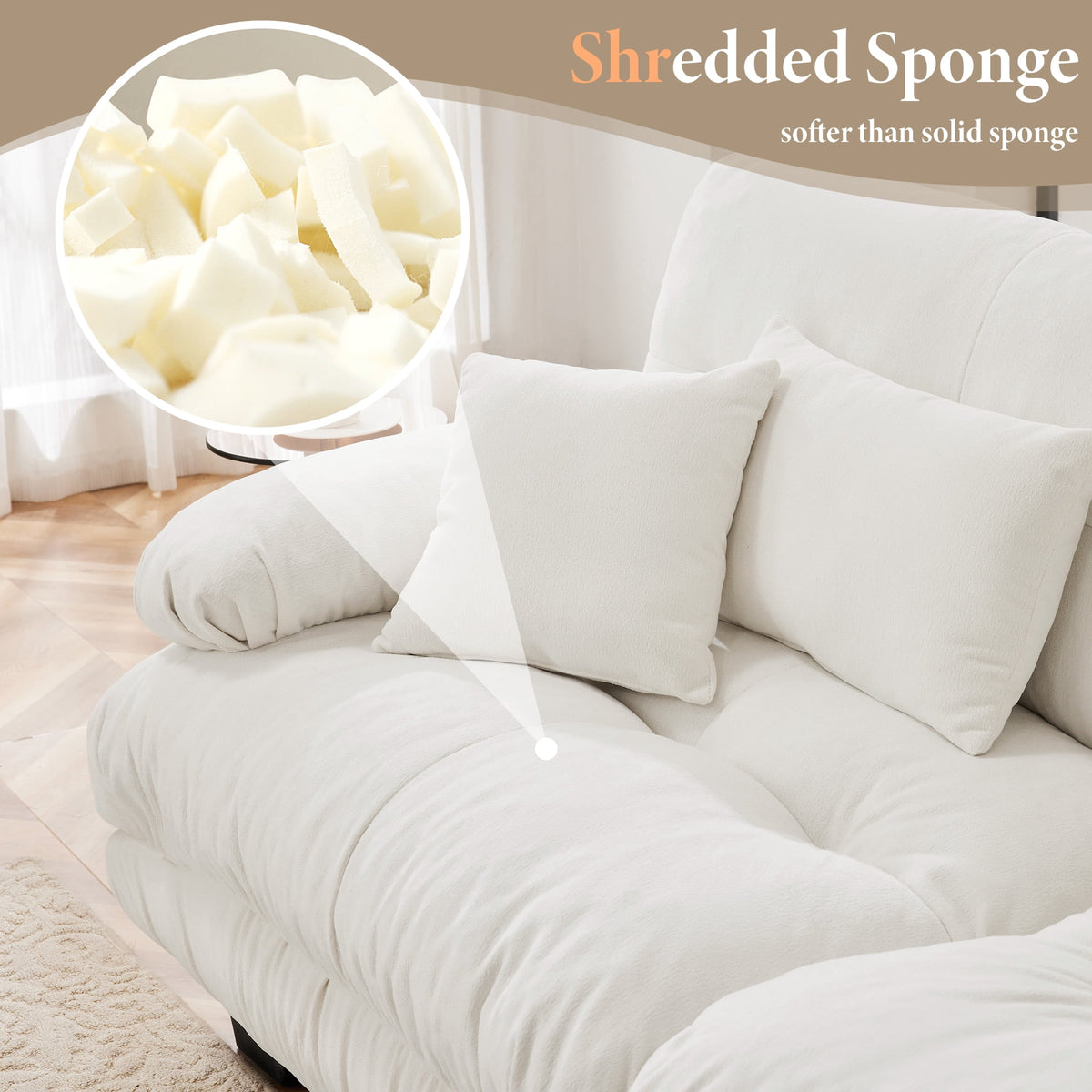 White Chenille 4 Seater W714S01004