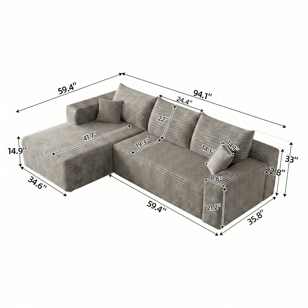 Grey Left Facing Chaise W5571P500147-