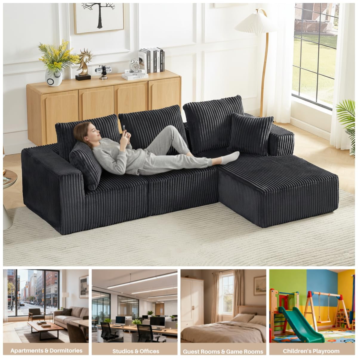 Dark Gray Right Facing Chaise W2339S00048
