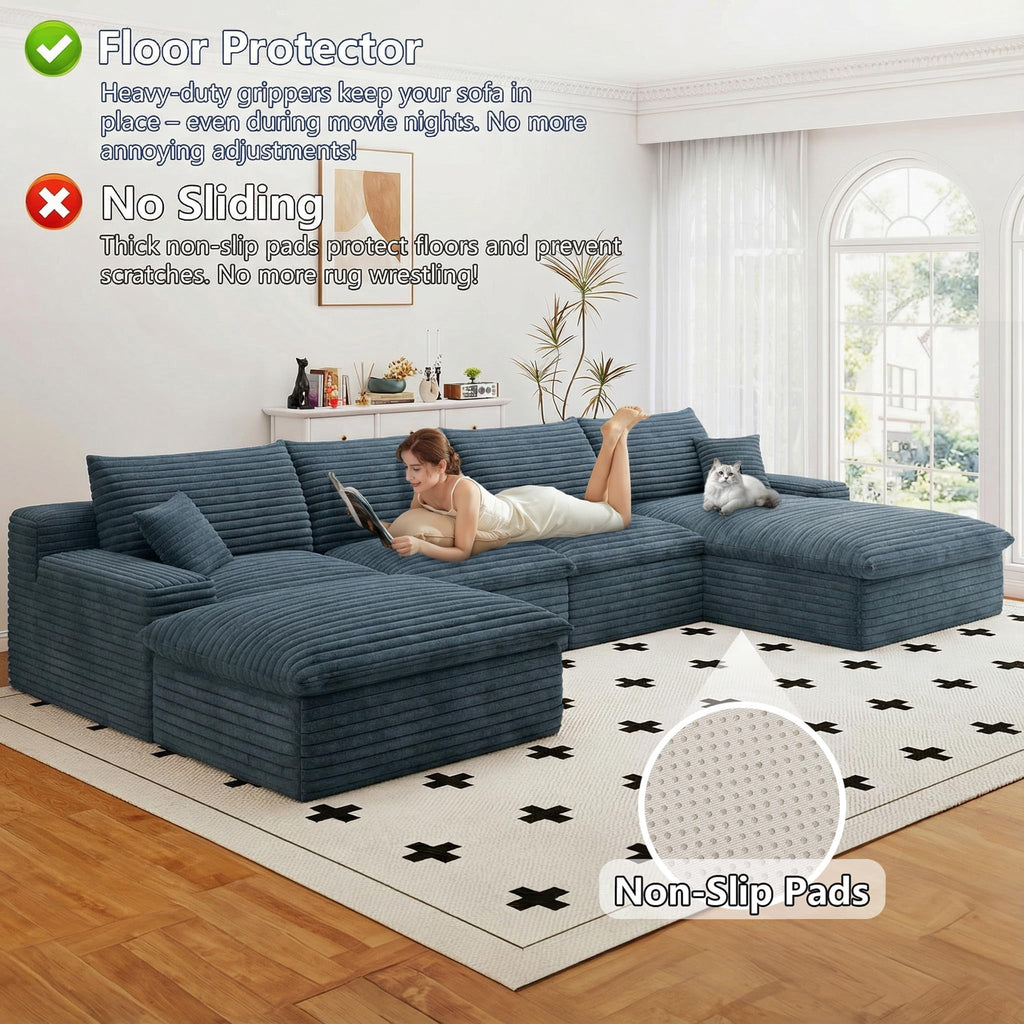 Blue U-4 Right+Ottoman W2824DIY104-Z
