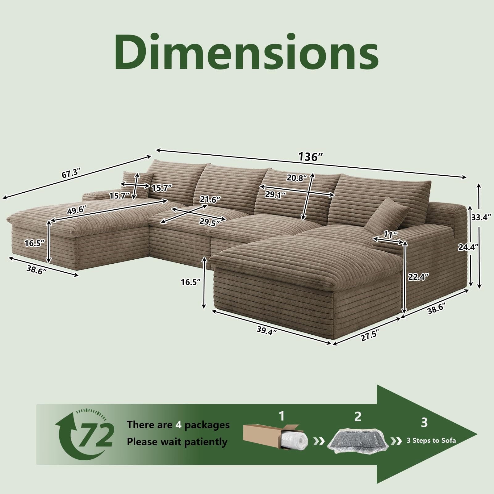 Camel U-4 Left+Ottoman W2824S00143-ZZ