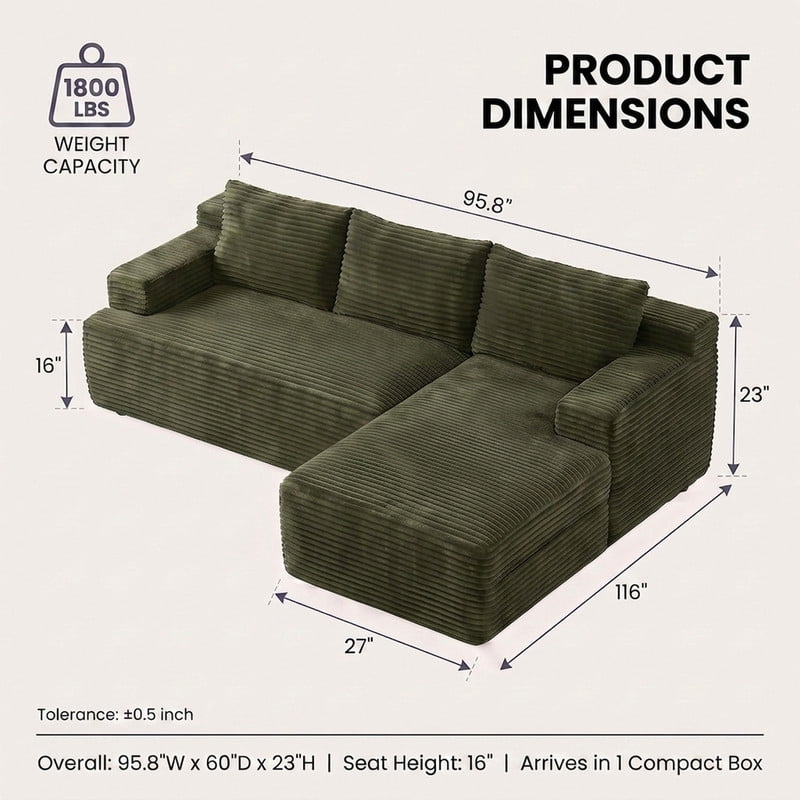 Green Right Facing Chaise W5571P500140gen