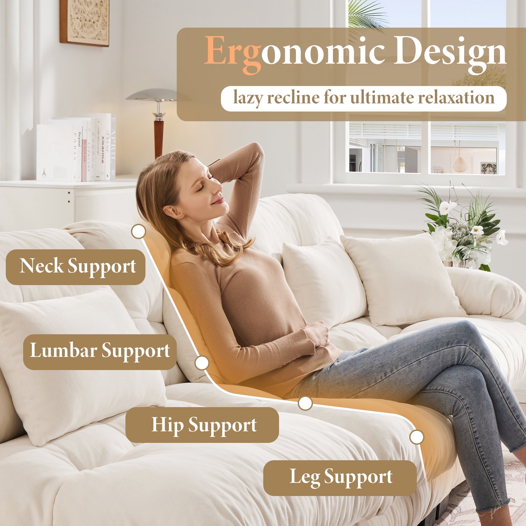 White Chenille 4 Seater W714S01004