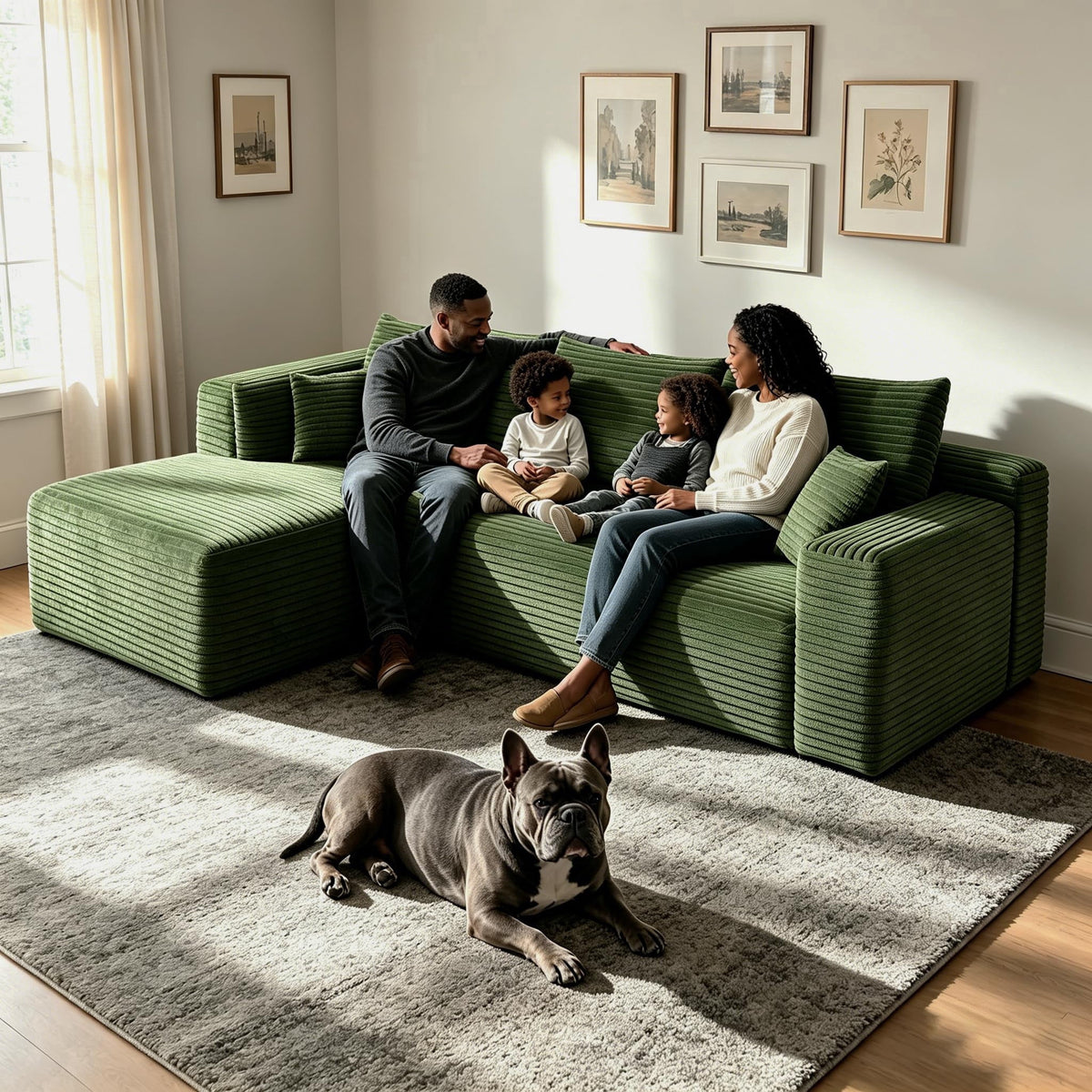 Green Left Facing Chaise W5571P500141-