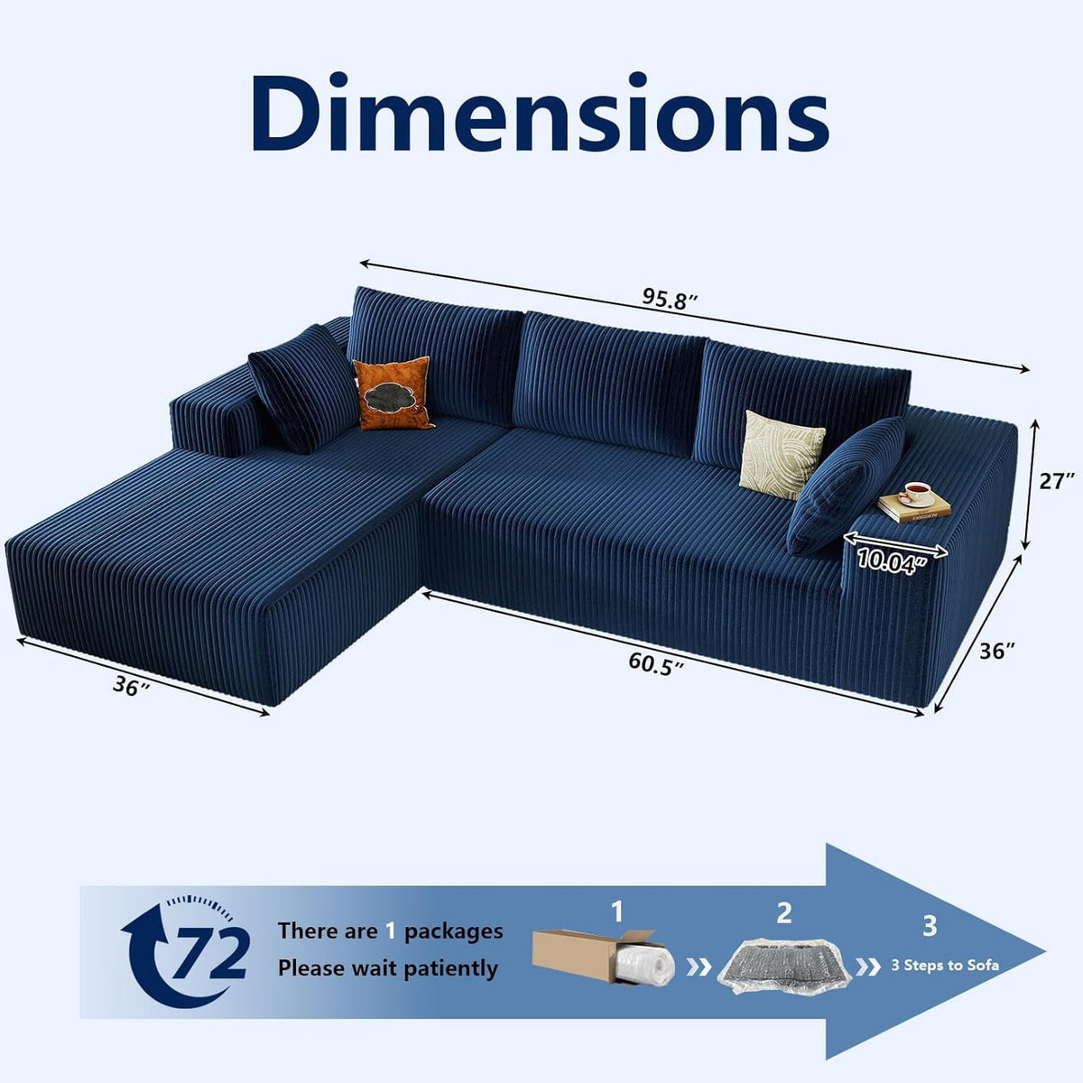 Blue Left-facing chaise W3315P374752-L-left-blue