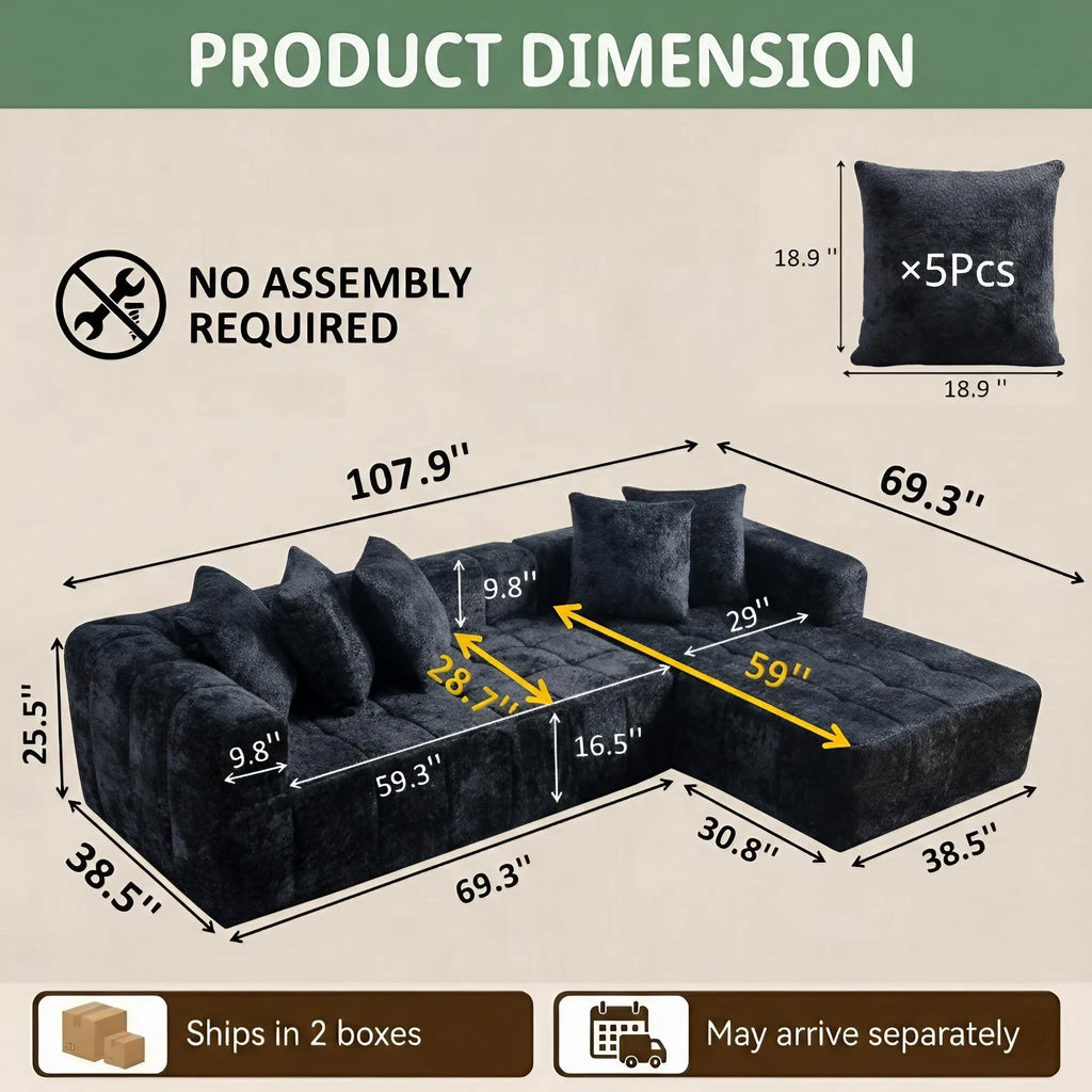 Black Right Chaise W5515S00017