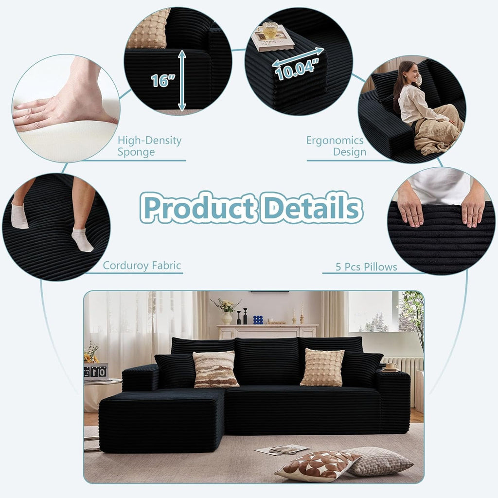 Black Left-facing chaise W3315P374744-L-left-black