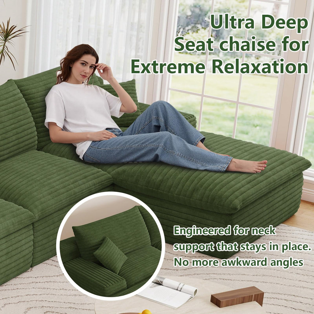 Green L-4 Seater+Ottoman W2824DIY147-ZZ