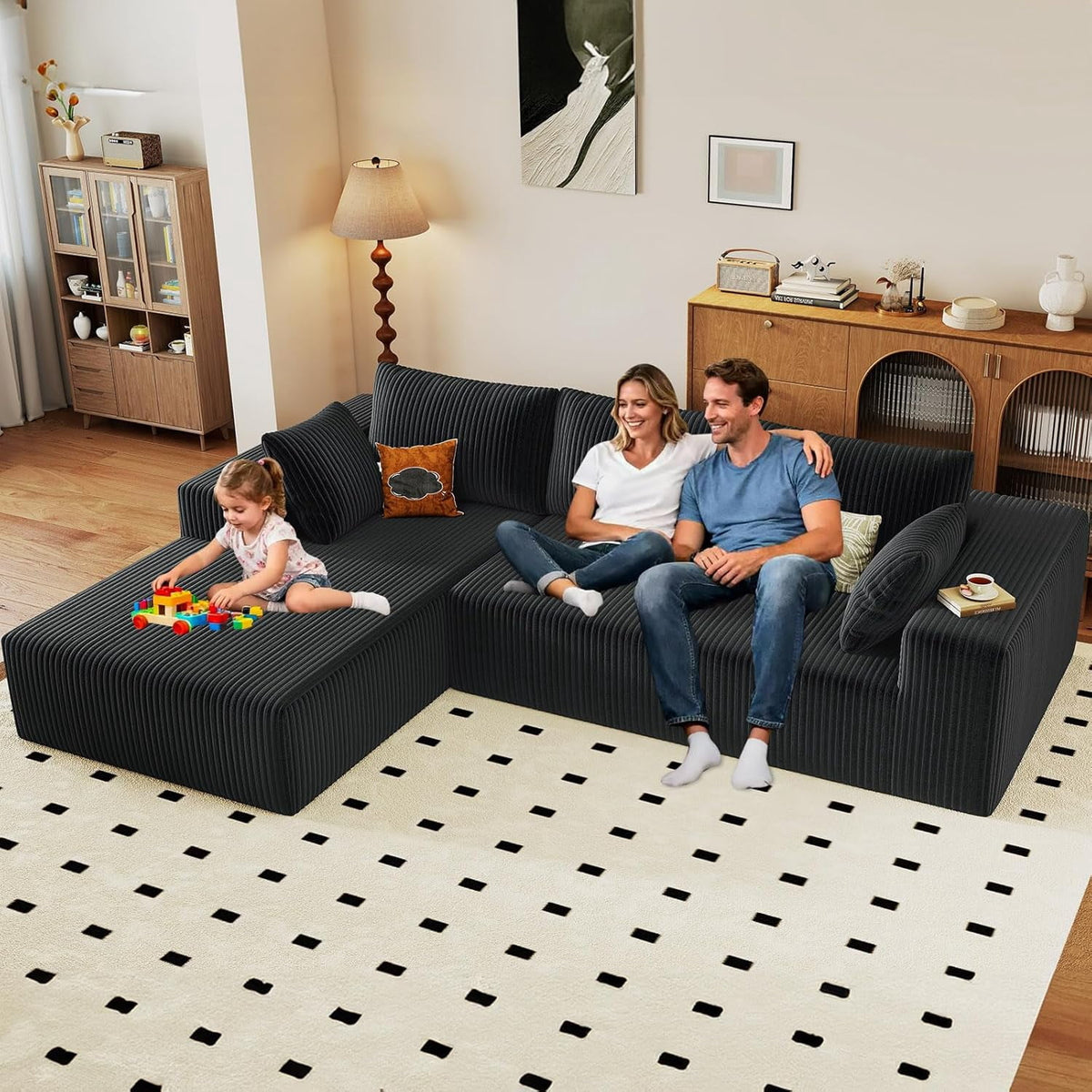 Black 96" Left Facing Chaise W3315P374744/