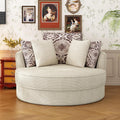 Beige SU-N719-Beige-51.5" Swivel Round Sofa+5 Pillows