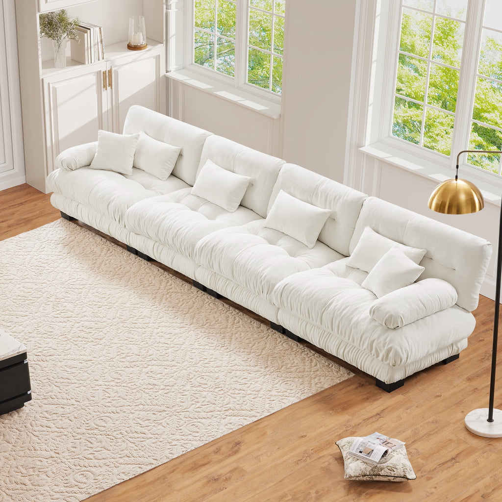 White Chenille 4 Seater W714S01004