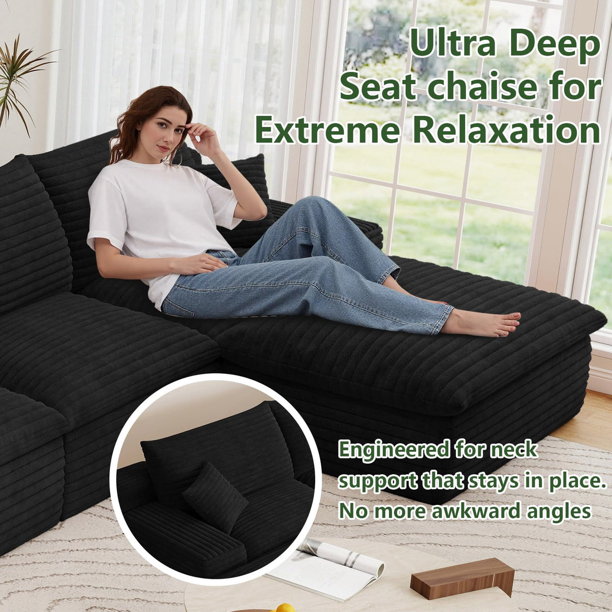 Black L-4 Seater+Ottoman W2824DIY131-Z