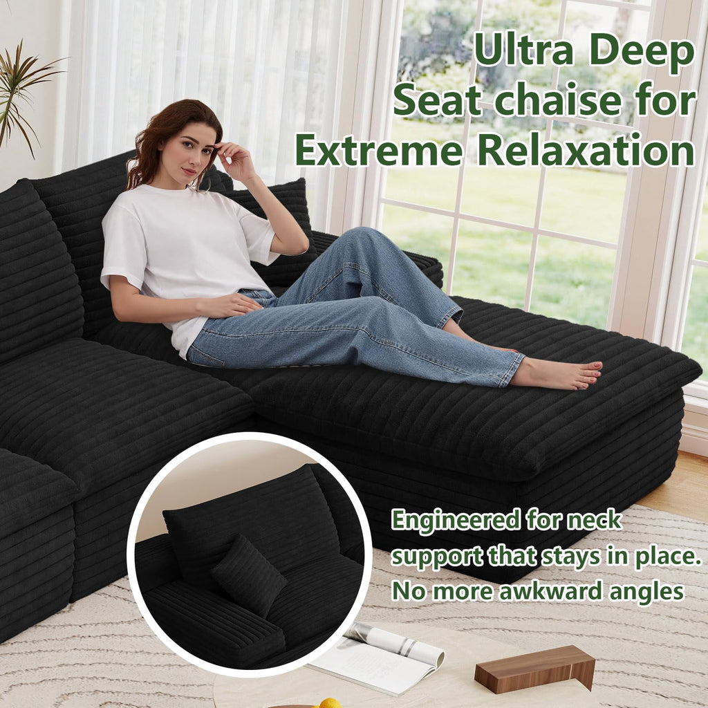 Blcak U-5 Seater+Ottoman W2824DIY119-ZZ