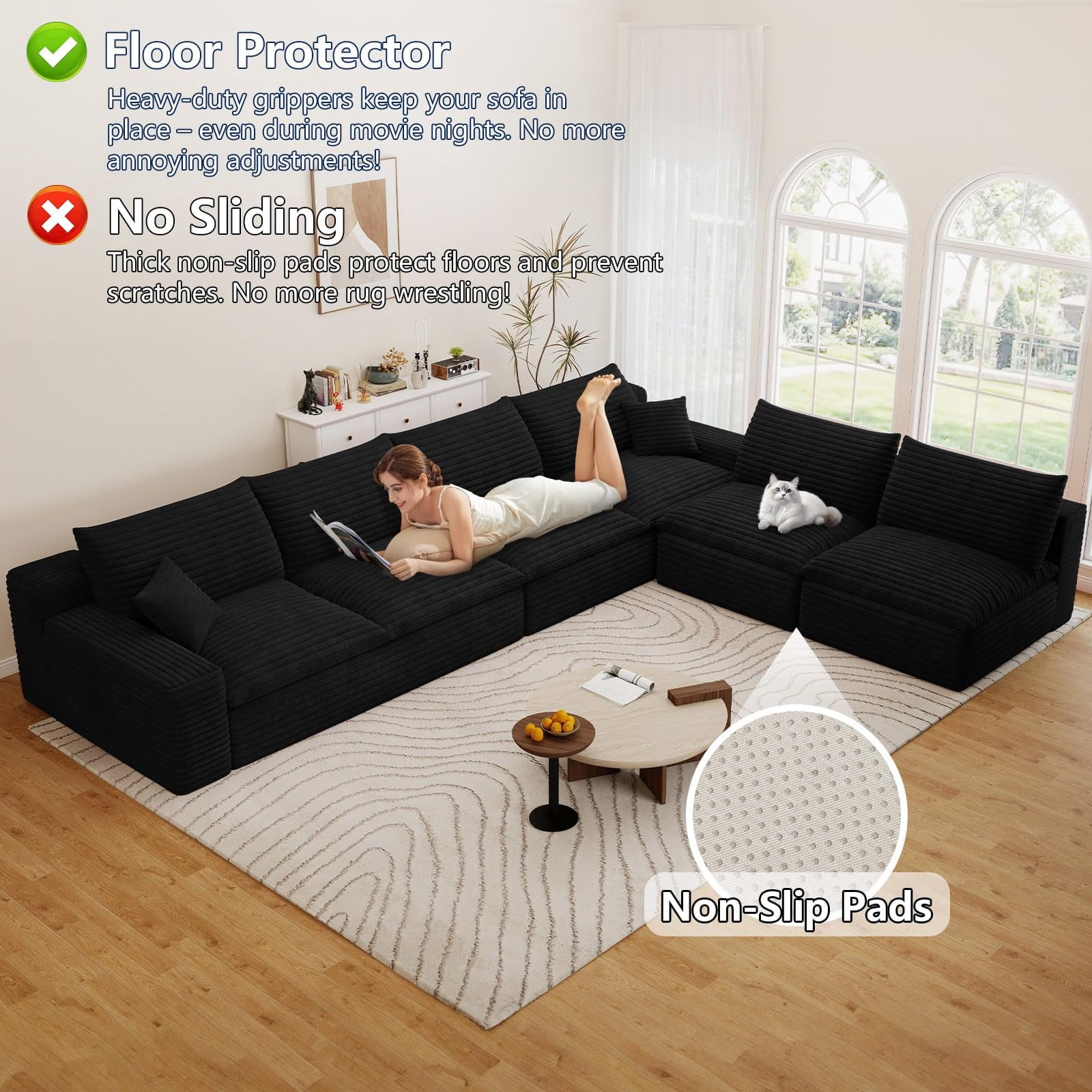 Black U-6 Seater W2824DIY113-Z