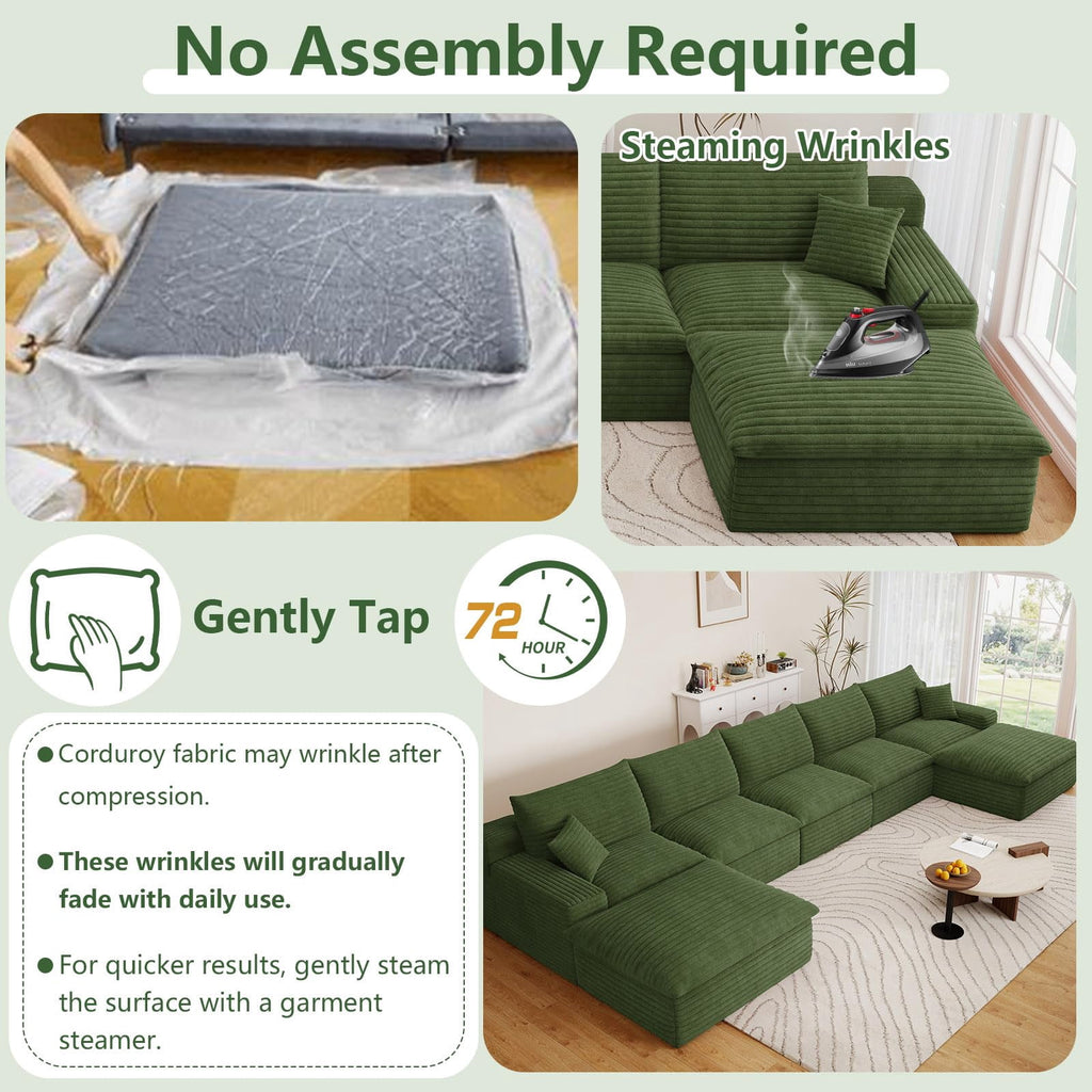 Green U-5 Seater+2 Ottoman W2824DIY129-Z