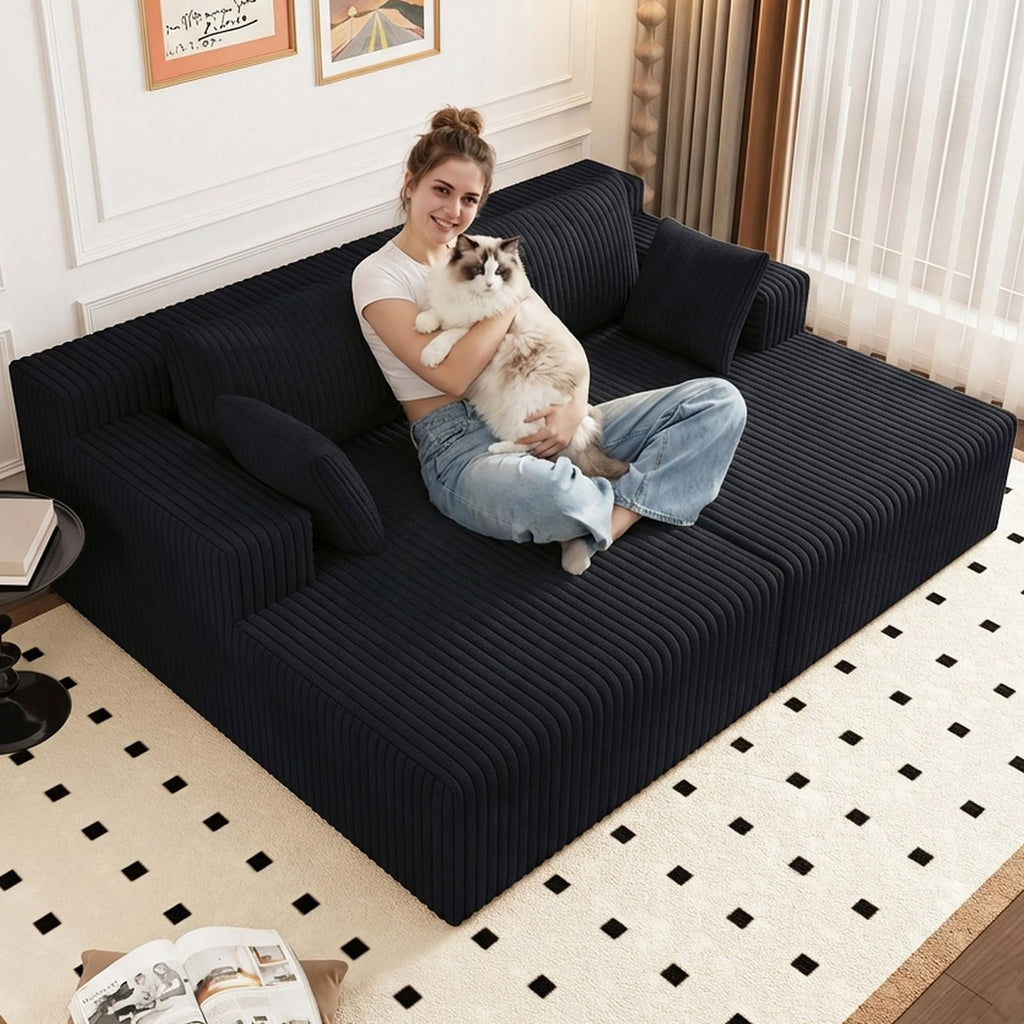 Black Modern, Minimalist, Cozy, Modular Living, Contemporary W5571P450560-black
