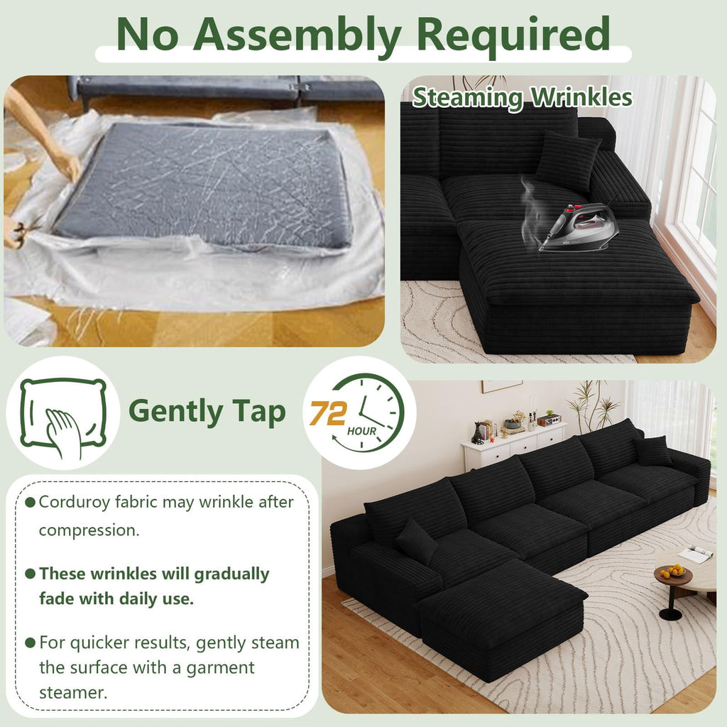 Black L-4 Seater+Ottoman W2824DIY131-Z
