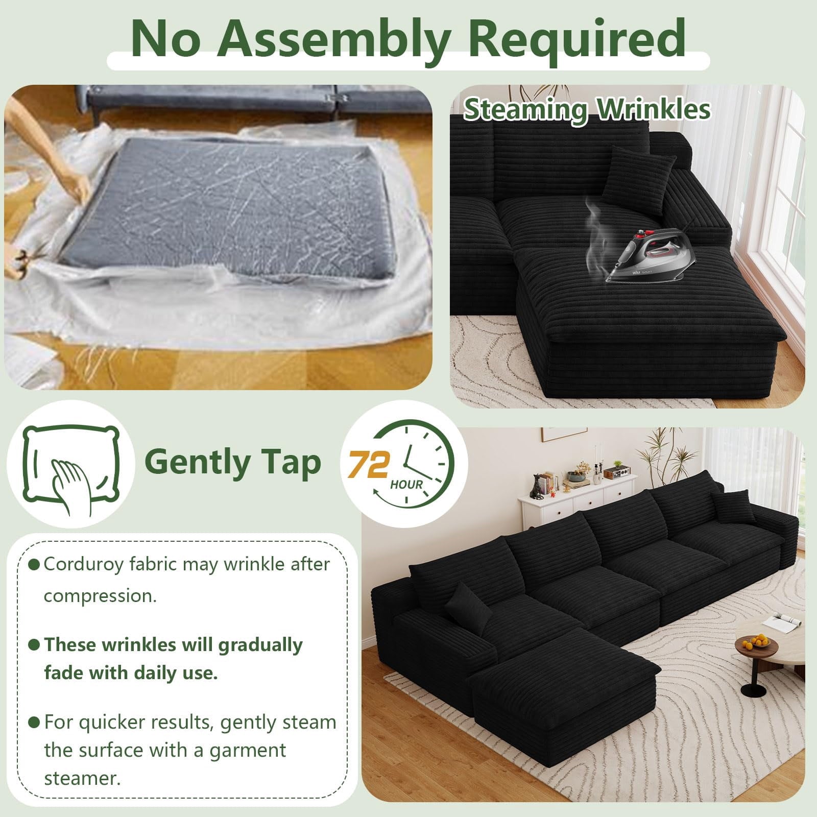 Black L-4 Seater+Ottoman W2824DIY131-Z