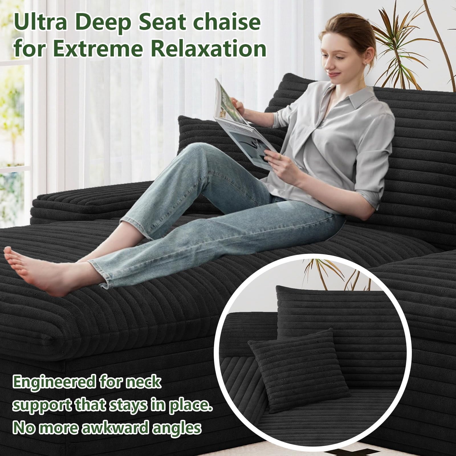 Black U-4 Left+Ottoman W2824S00151-Z