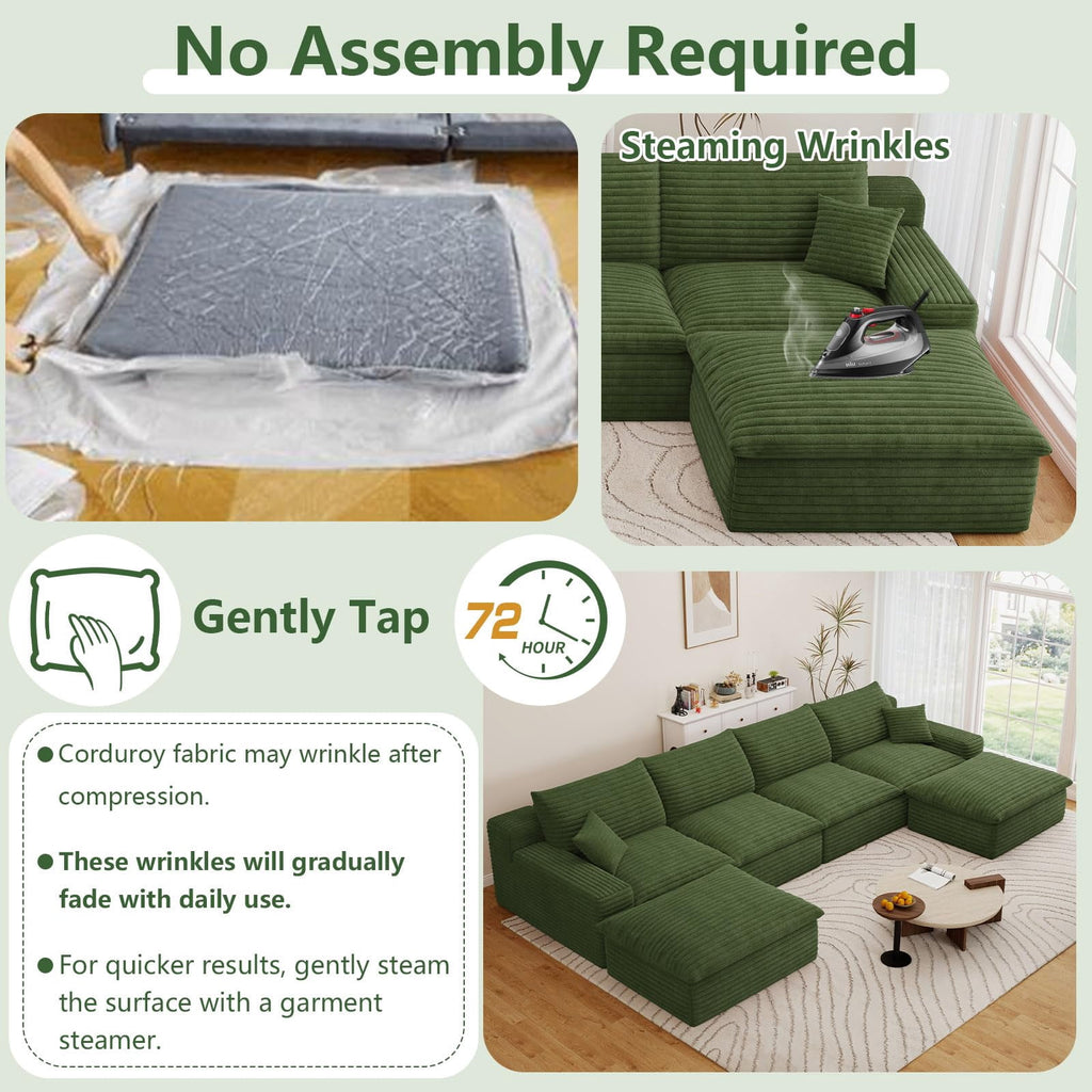 Green U-4 Seater+2 Ottoman W2824DIY139-Z