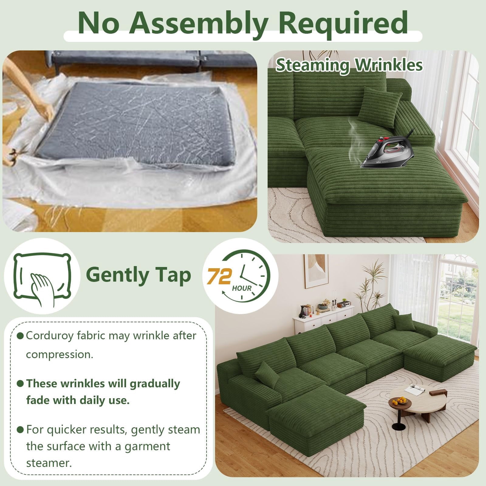 Green U-4 Seater+2 Ottoman W2824DIY139-Z