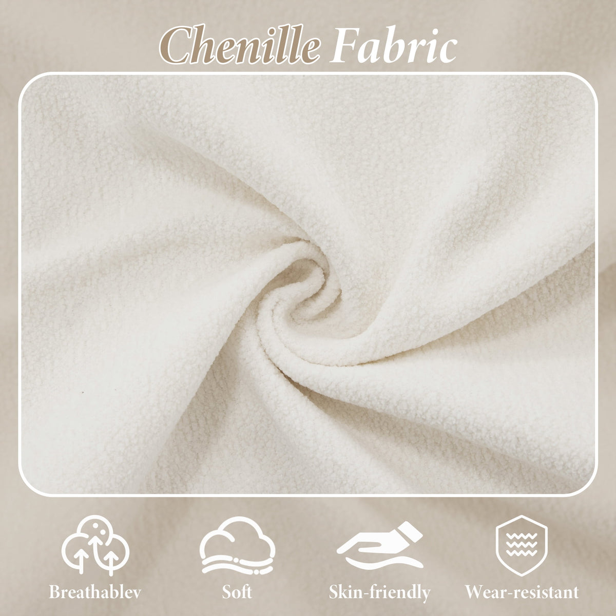 White Chenille 4 Seater W714S01004