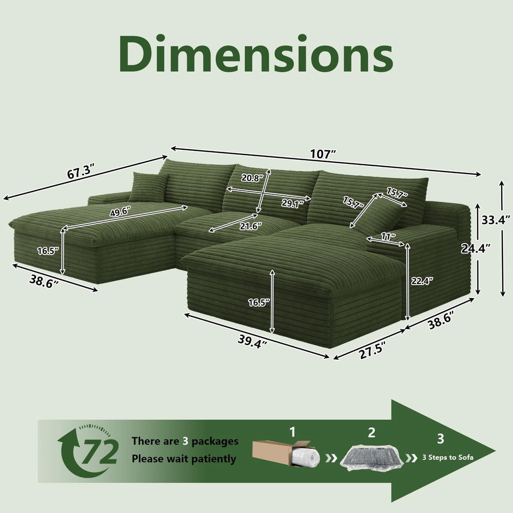 Green U-3 Left+Ottoman W2824S00131-Z