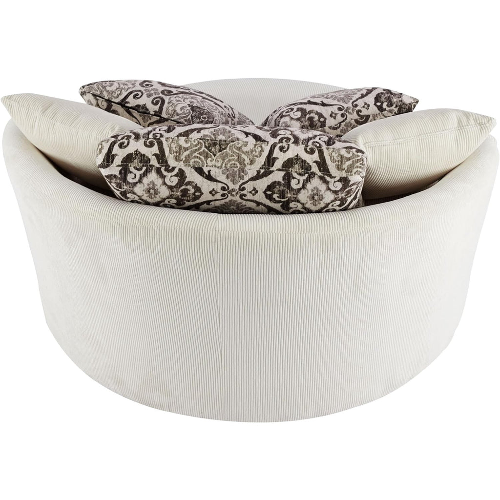 Beige SU-N719-Beige-51.5" Swivel Round Sofa+5 Pillows