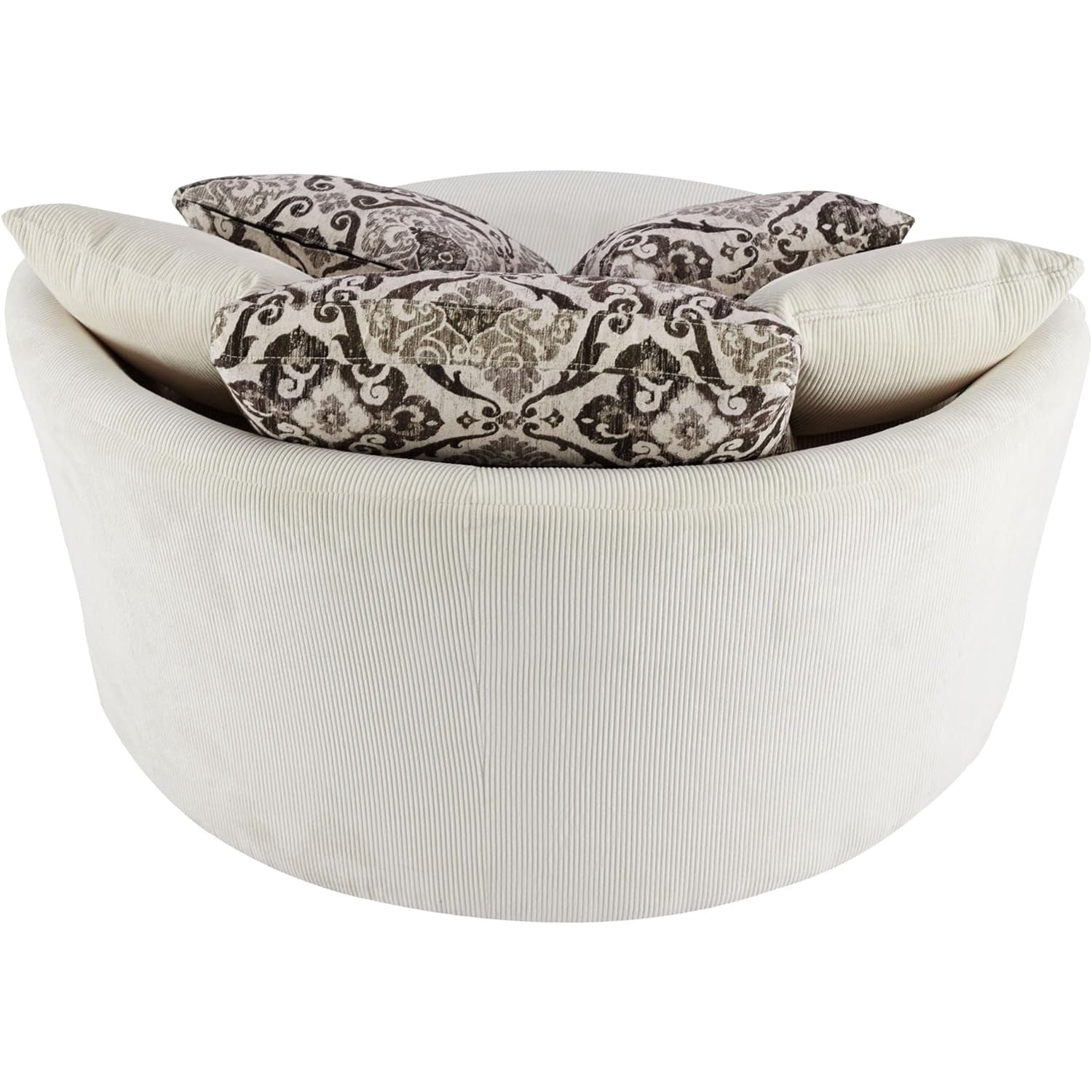 Beige SU-N719-Beige-51.5" Swivel Round Sofa+5 Pillows