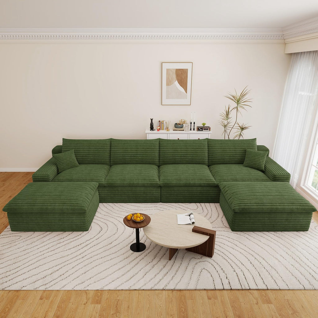 Green U-4 Seater+2 Ottoman W2824DIY139-Z