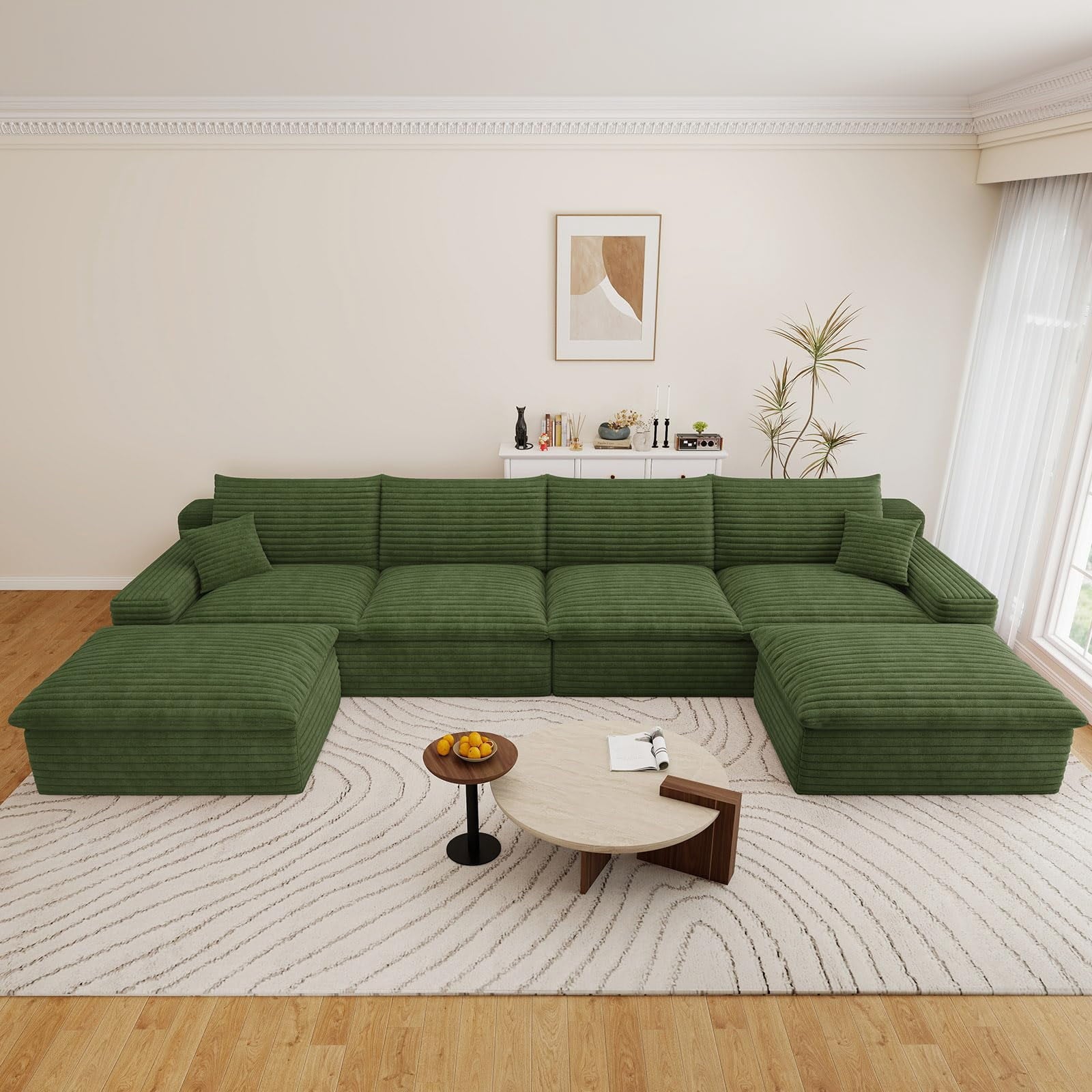Green U-4 Seater+2 Ottoman W2824DIY139-Z