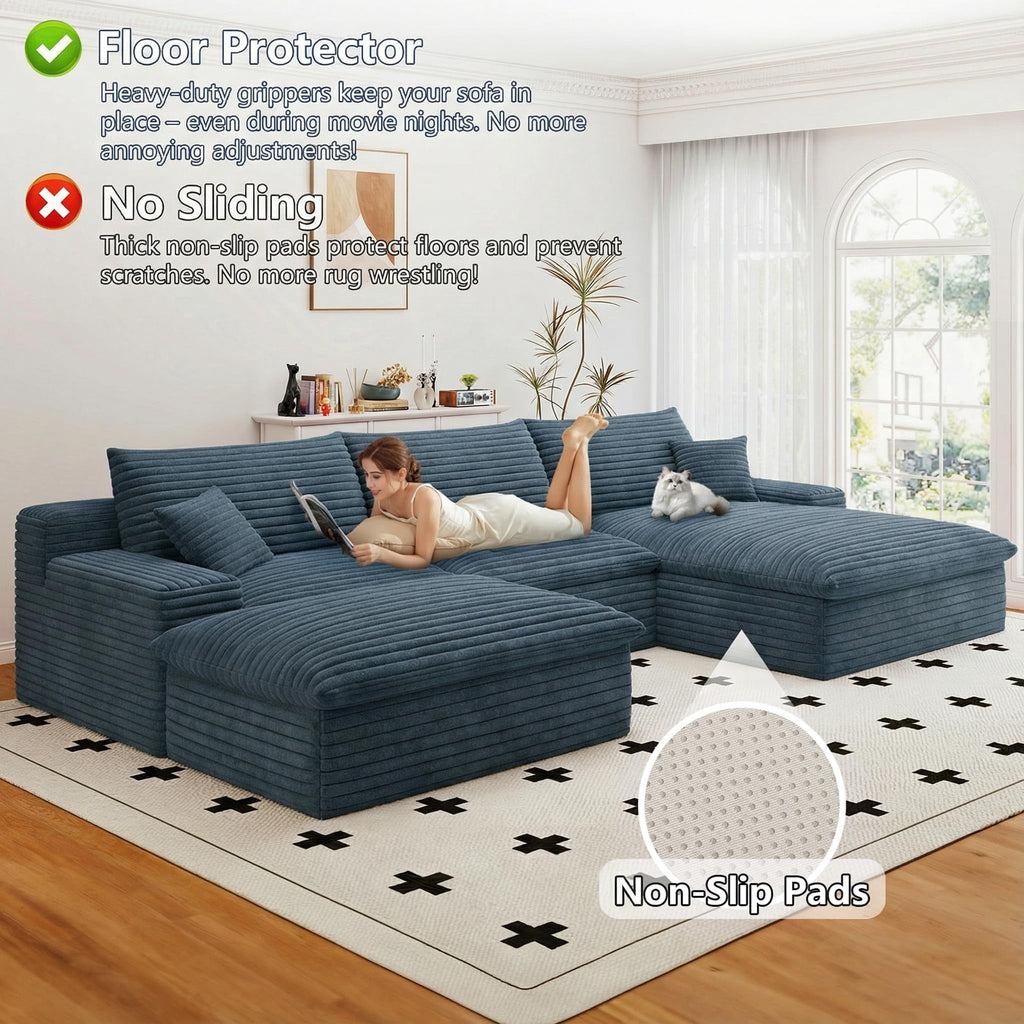 Blue U-3 Right+Ottoman W2824DIY101-ZZ