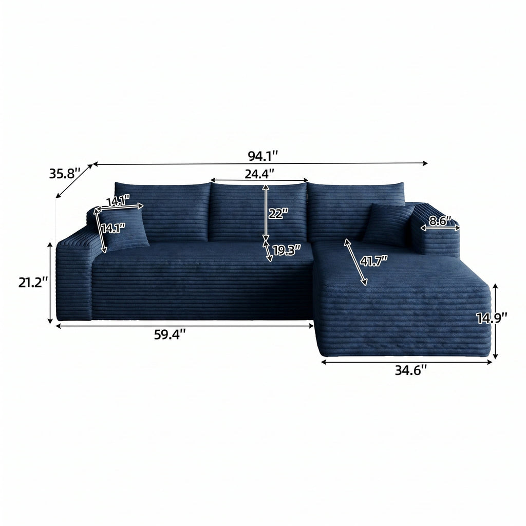 Blue Right Facing Chaise W5571P500138-