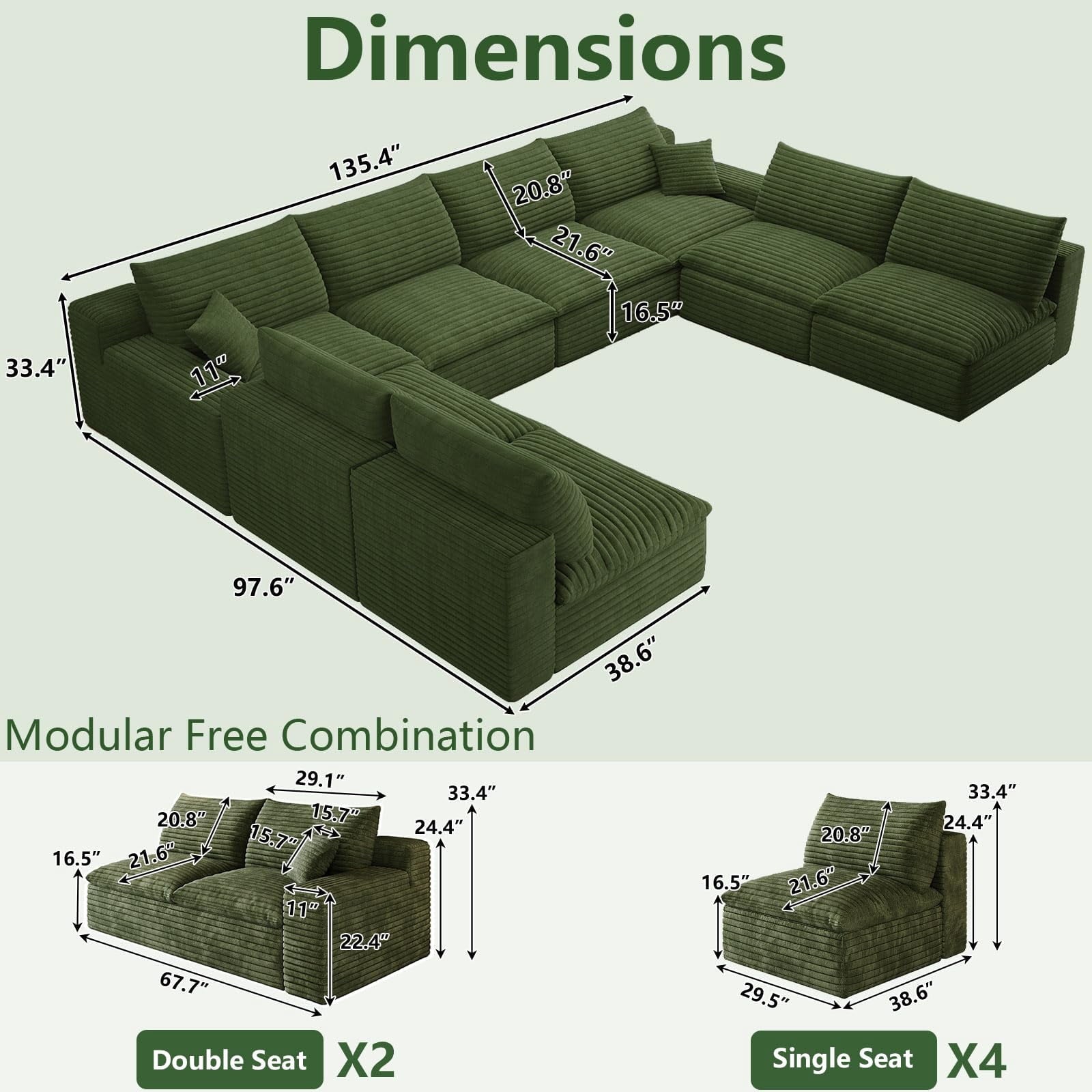 Green U-8 Seater W2824DIY153-ZZ