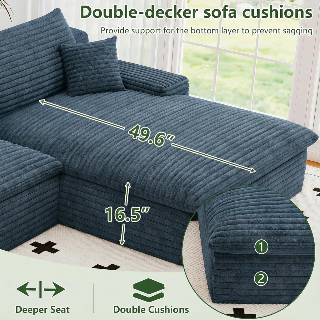 Blue U-4 Right+Ottoman W2824DIY104-ZZ
