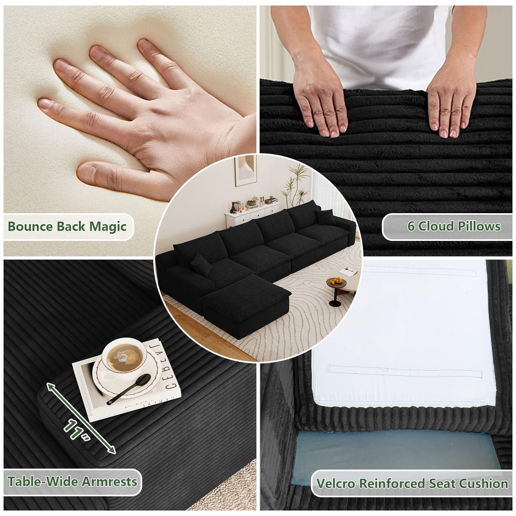 Blcak L-4 Seater+Ottoman W2824DIY131-ZZ