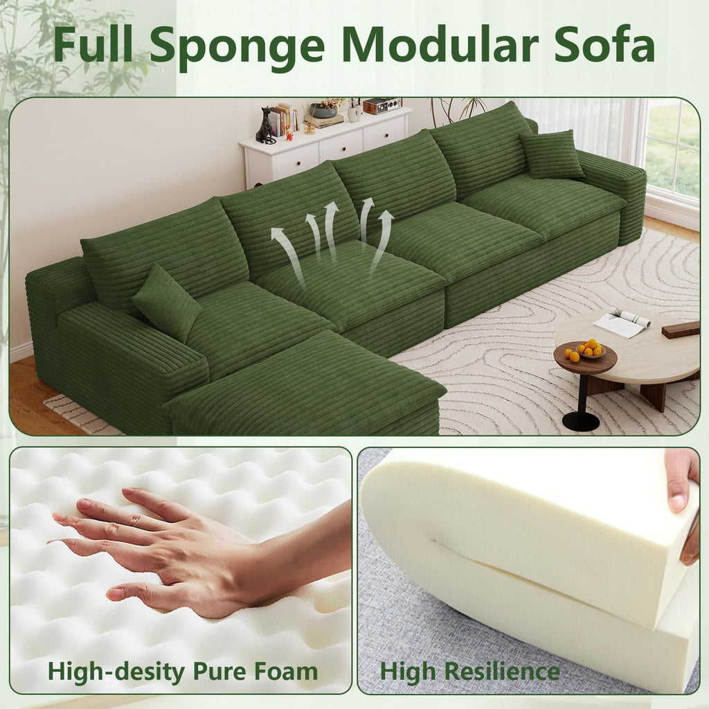 Green L-4 Seater+Ottoman W2824DIY147-ZZ