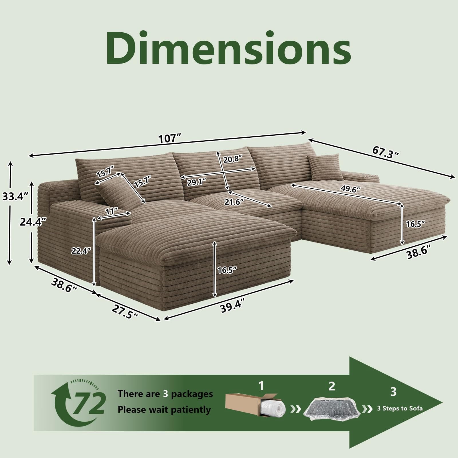 Camel U-3 Right+Ottoman W2824S00140-ZZ