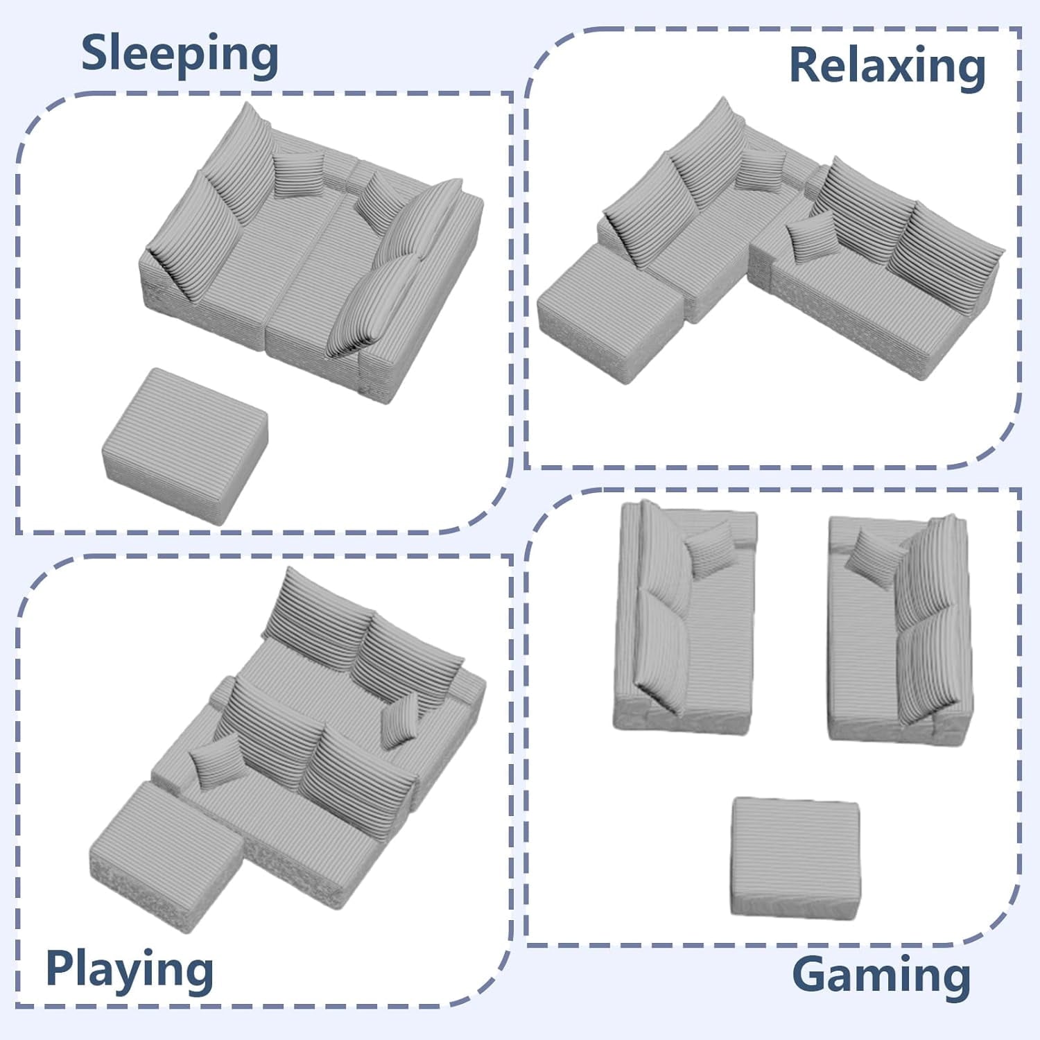 Style H-l Shaped-4 Seater+ottoman-grey W2824DIY17