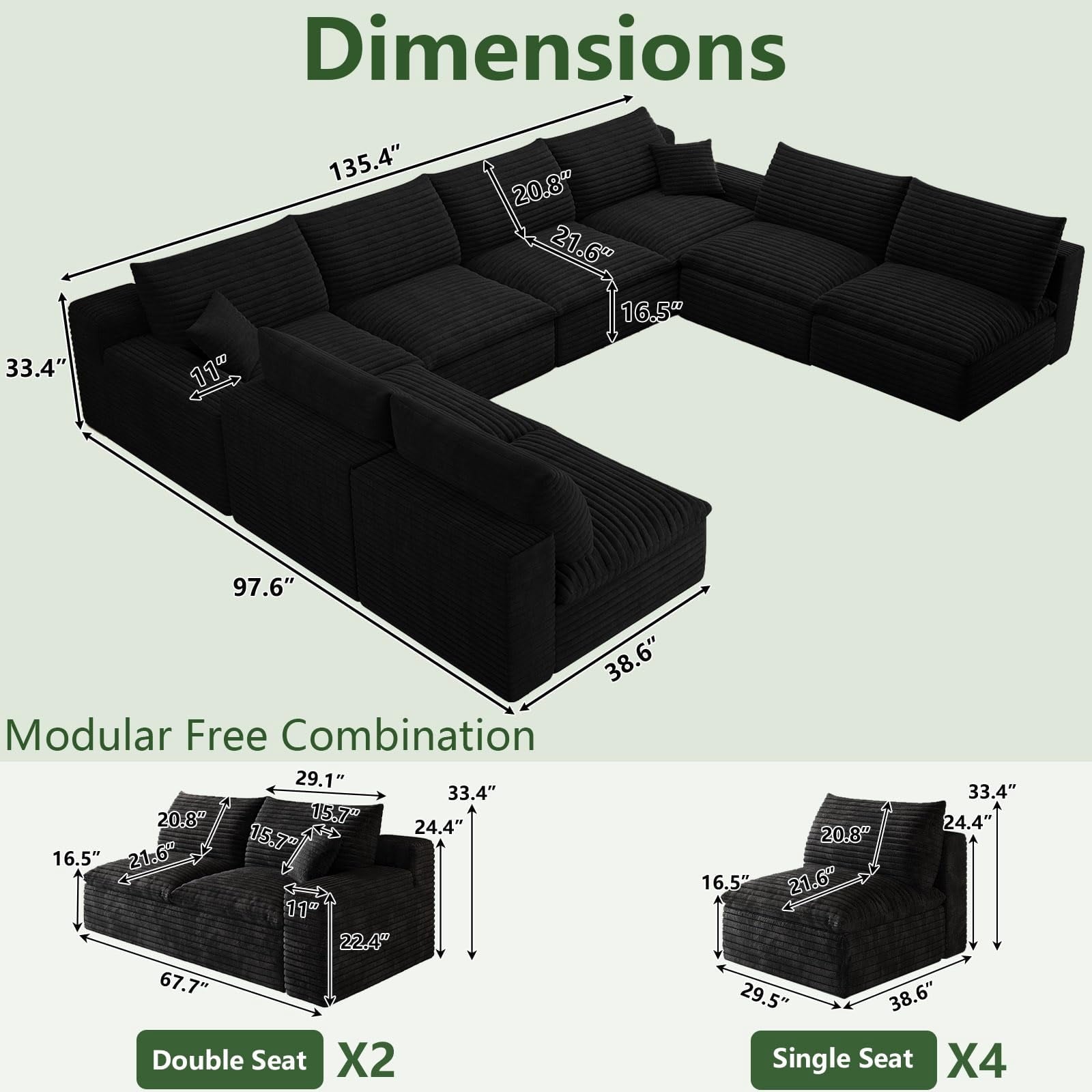 Blcak U-8 Seater W2824DIY108-ZZ