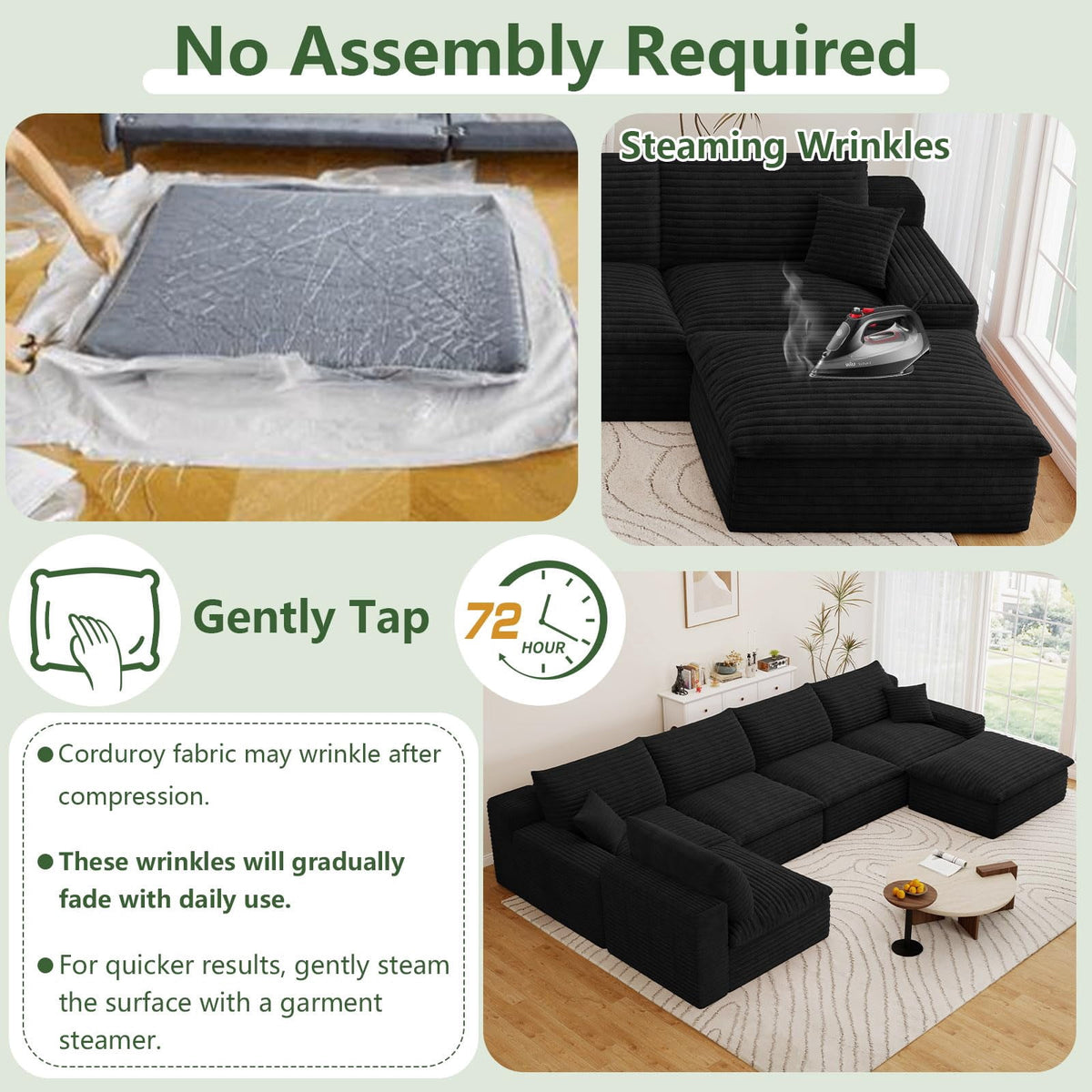 Blcak U-5 Seater+Ottoman W2824DIY119-ZZ