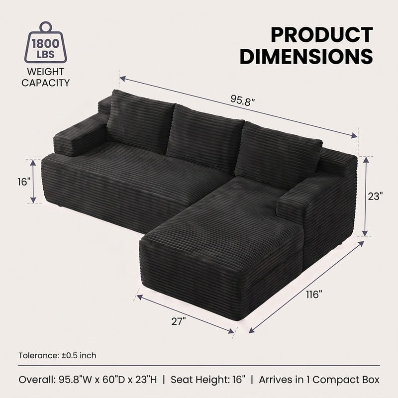 Black Right Facing Chaise W5571P500136gen