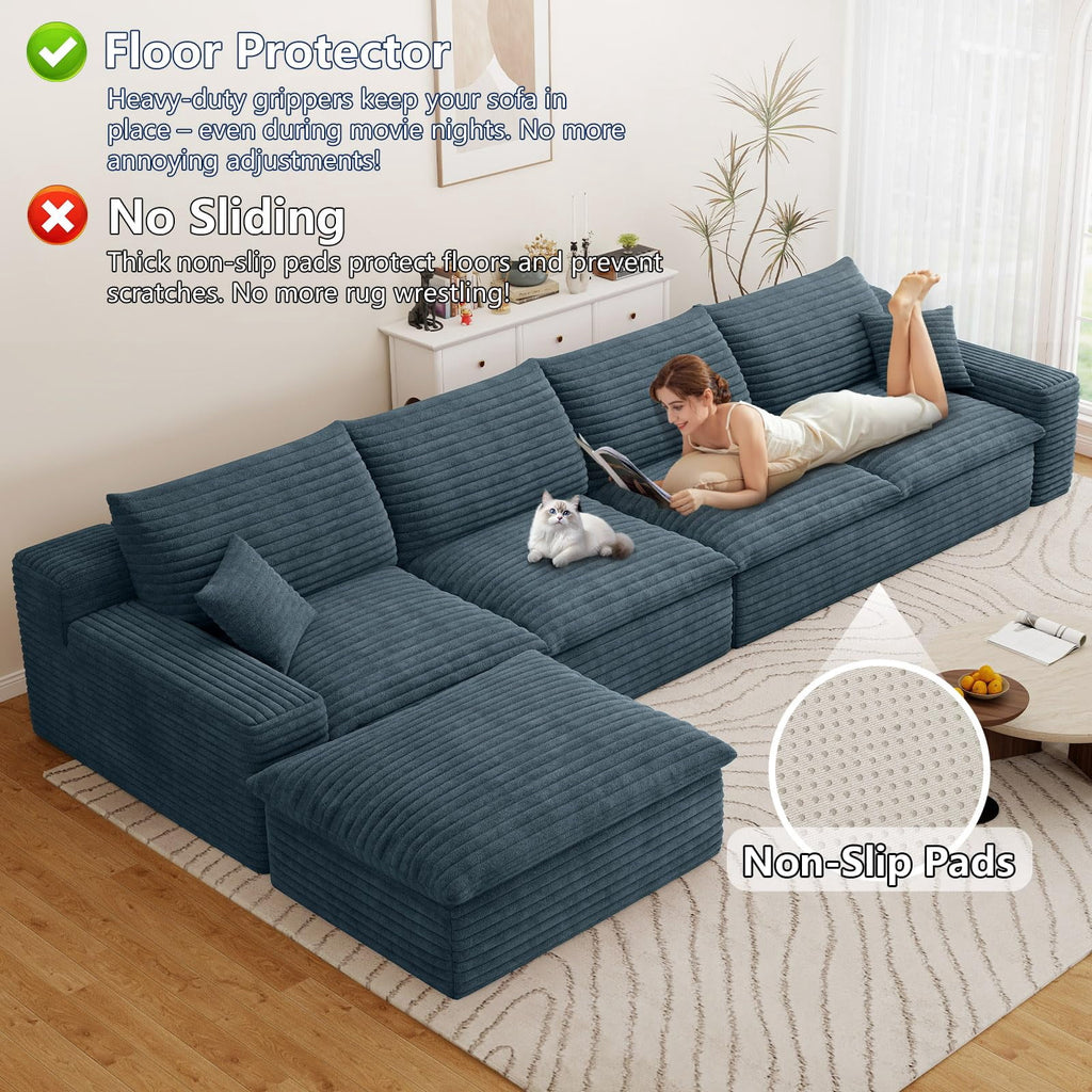 Blue L-4 Seater+Ottoman W2824DIY141-ZZ