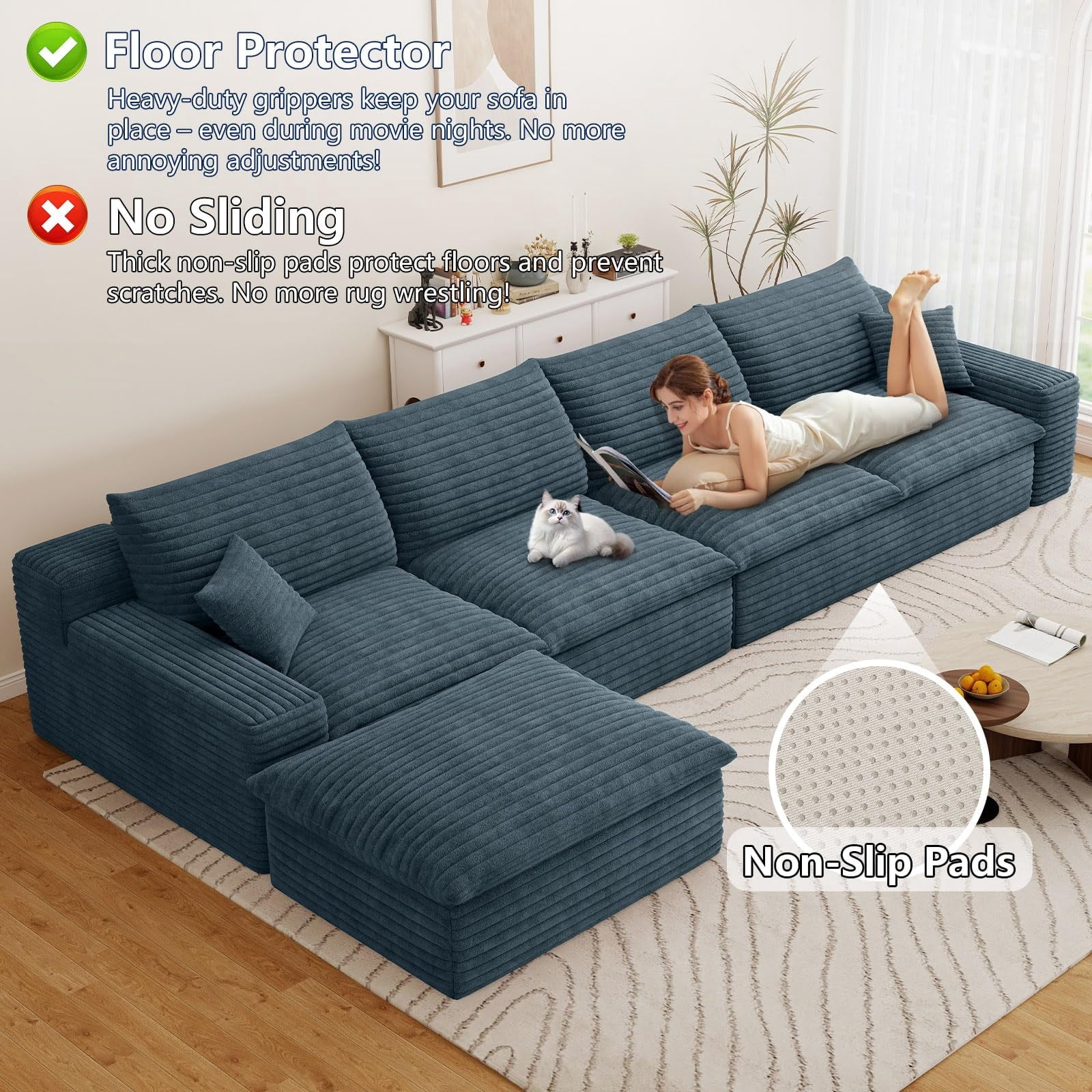 Blue L-4 Seater+Ottoman W2824DIY141-ZZ