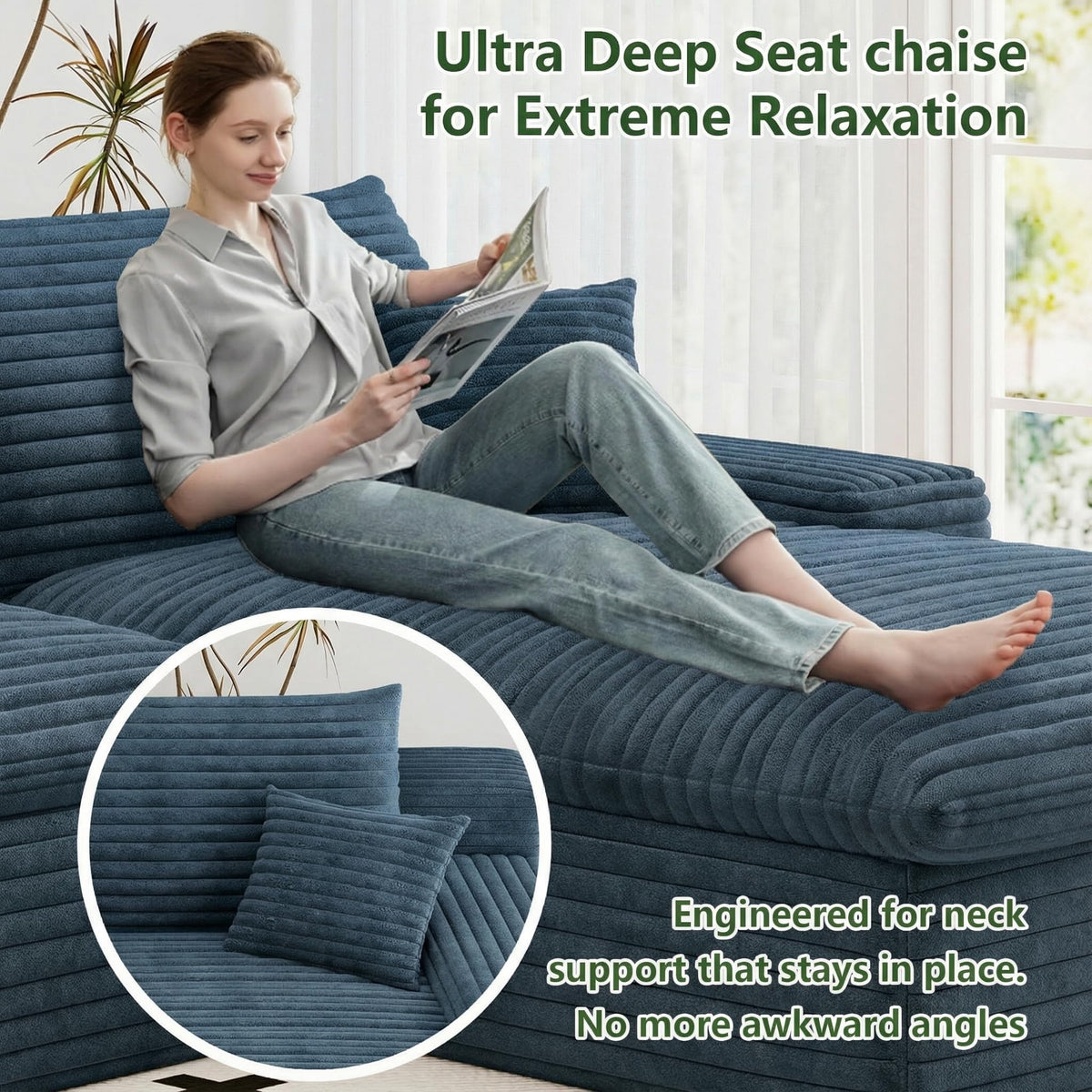Blue U-3 Right+Ottoman W2824DIY101-ZZ