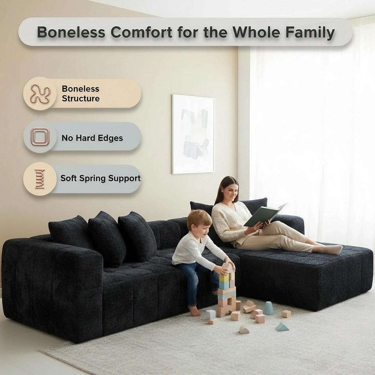 Black Right Chaise W5515S00017